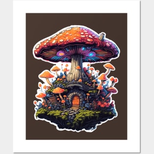 Fantasy cottagecore mushroom house Posters and Art